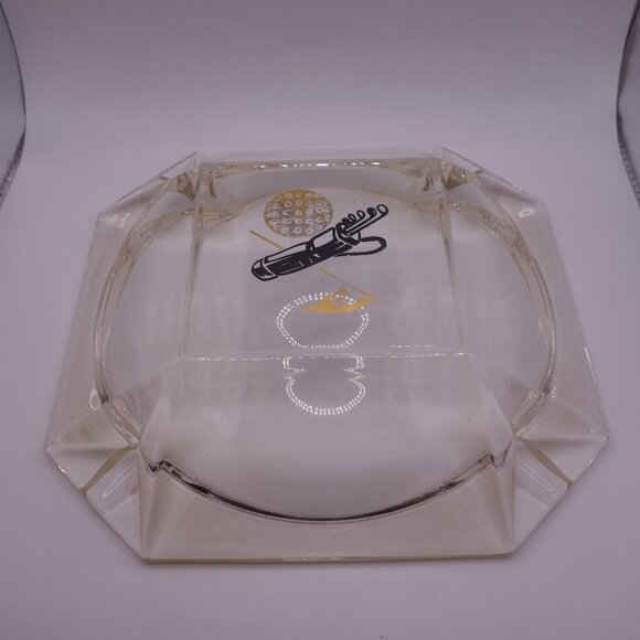 19th Hole Golf Bag Golf Ball Square Glass Cigar Ash Tray - Picture 7 of 11